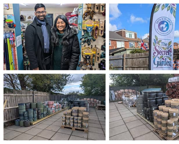 DJ and Nivetha Vamathevanm the new owners of Pets N Plants in Cubbington will soon open a mini garden centre called The Secret Garden at the back of the shop. Pictures supplied.