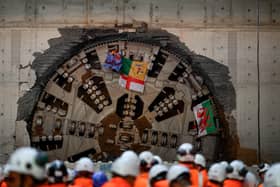 HS2 Tunnel Boring Machine Mary Ann completes first tunnel breakthrough in Birmingham. Credit: HS2.