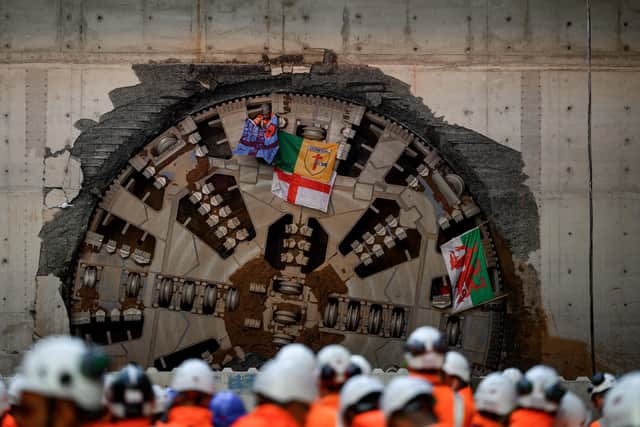 HS2 Tunnel Boring Machine Mary Ann completes first tunnel breakthrough in Birmingham. Credit: HS2.