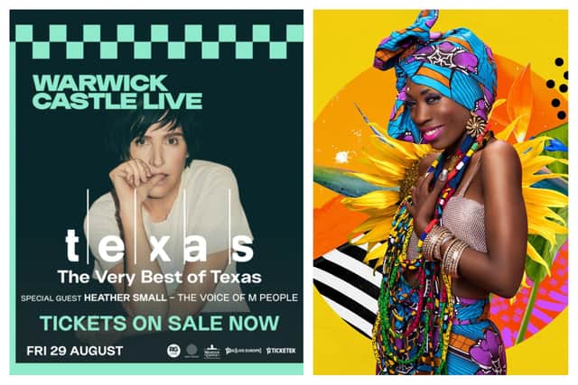 The support act for Texas’ headline show at Warwick Castle this summer has been announced. Right shows Heather Small, who will be supporting Texas. Photos supplied