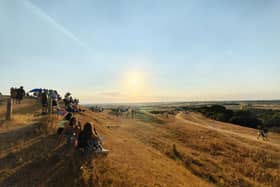 Large crowds gathered at Burton Dassett Hills Country Park on Wednesday evening to witness the spectacular solar eclipse.