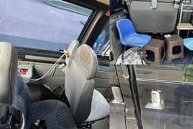 The minibus was seized by police after it was stopped in Crick. Photo: DVSA.