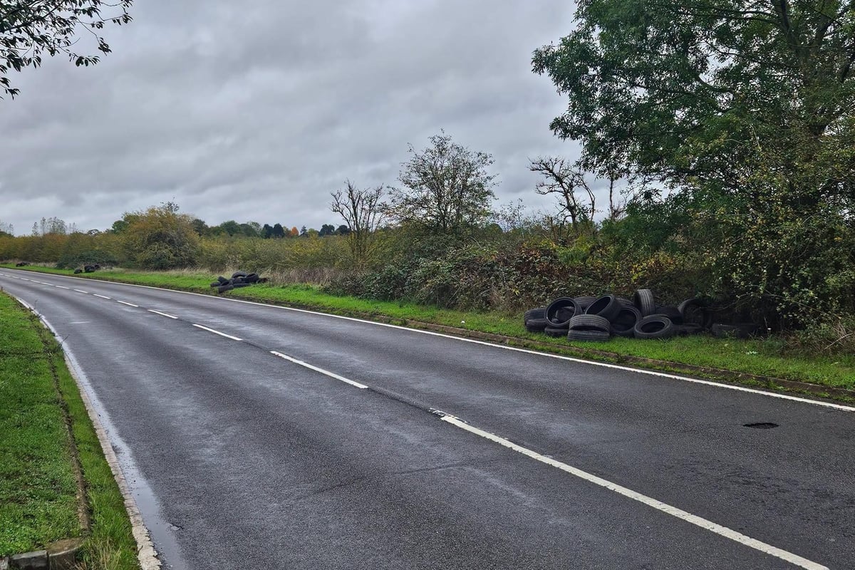 Council appealing for public's help after fly-tipping of tyres along road in Warwick