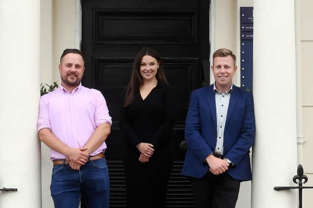 Tom Johnson and Richard Lamb of Apex Connected, with Jess Wood of The Wigley Group. Picture supplied.