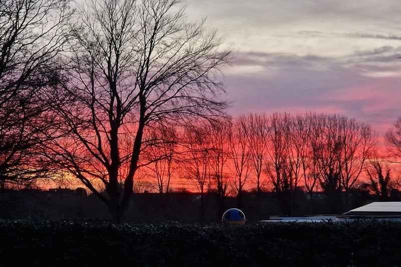 The beautiful sunset over the Rugby area on Sunday February 5, taken by Kirsty Grubb