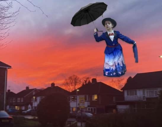 Ruby Aged 7, Our Lady and St Teresa’s. Flying over Cubbington as Marry Poppins!