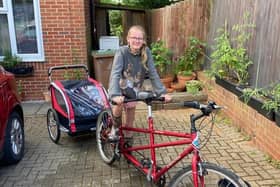 Isabel with the tandem bike