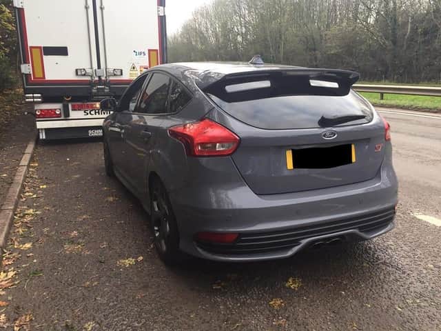 Warwickshire Police said the driver of this Focus ST was stopped and "reported for his manner of driving and given some words of advice about inappropriate hand gestures".