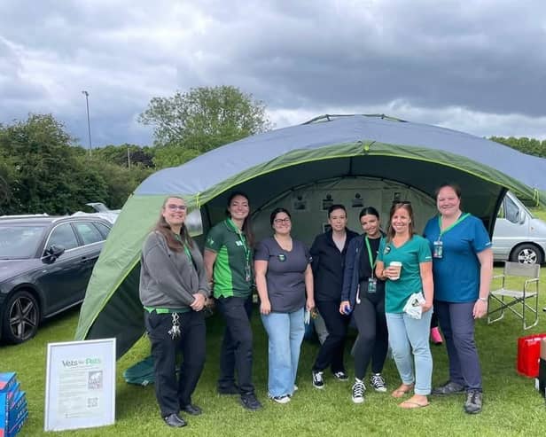 Staff at Rugby Central Vets for Pets ready for Rugby Spring Fair.