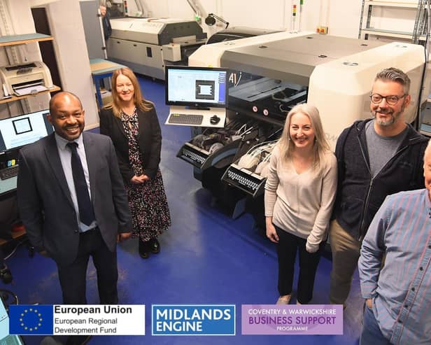 From the left, Martin Nwangwa (CWLEP Growth Hub) and Denise Osborne (Coventry City Council) with Sonia Astle-Fletcher, Max Bennett and John Bennett (Technical Support). Photo supplied