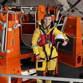 Tyler on the deck of Skegness RNLI Shannon Class Lifeboat.