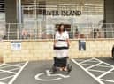 Bianca Artwell outside River Island at Elliott's Field Retail Park in Rugby