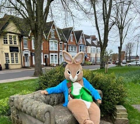 Meet the Easter bunny in Rugby town centre.