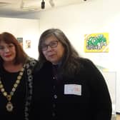 Carol Wheeler, artist, Cllr Maggie O'Rourke, deputy mayor, Chris Pegler, organiser and co-owner of Alexandra Arts in Rugby.