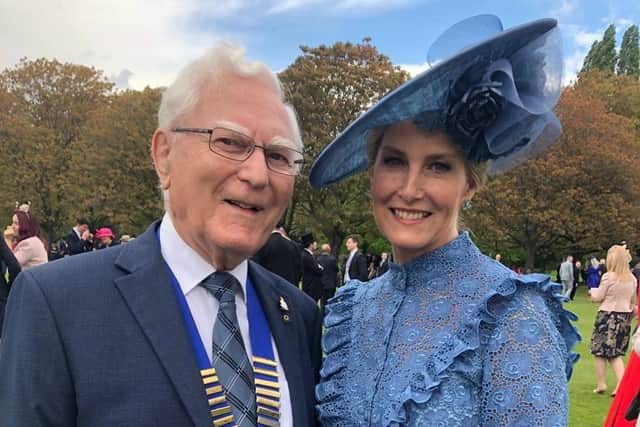 Warwick Lions President Peter Amis at the Buckingham Palace Garden Party with Lions patron Her Royal Highness Sophie Duchess of Edinburgh G.C.V.O. Photo supplied