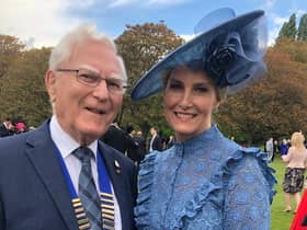 Warwick Lions President Peter Amis at the Buckingham Palace Garden Party with Lions patron Her Royal Highness Sophie Duchess of Edinburgh G.C.V.O. Photo supplied
