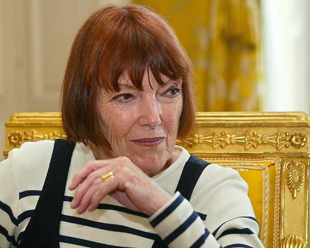 Taken on June 17, 2004, British stylist Mary Quant gives an interview, in Paris.