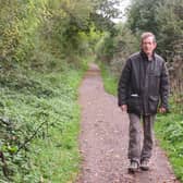 Richard Allanach is pictured on the Northampton Lane by-way at the point where the government is planning on splitting it in two with their new road.