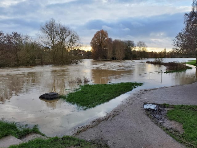 St Nicholas Park in Warwick after Storm Henk.