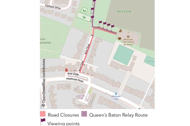 The route map for when the Baton comes through Whitnash. Photo supplied by WDC