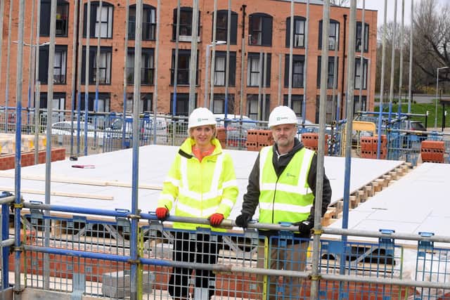 Eleanor Deeley and Darren Cox (Deeley Group) at the development in Sydenham. Photo supplied