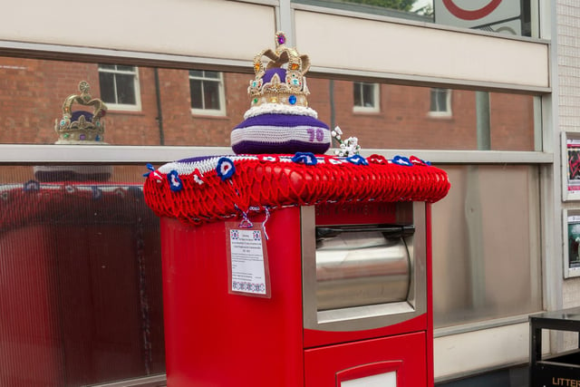 Post boxes and bollards have been decorated for the Jubilee. Photo by Mike Baker