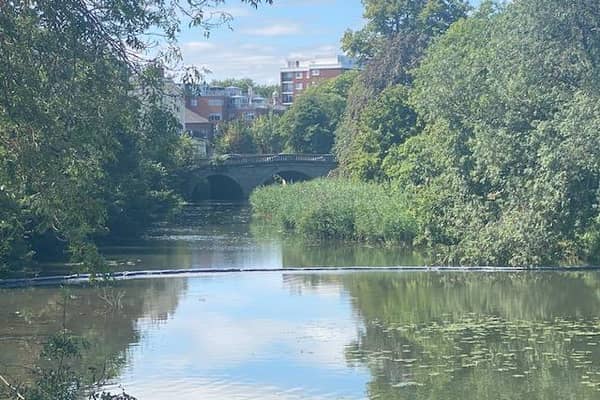 A barrier has been put up across the River Leam
