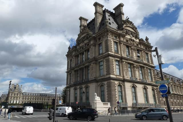 The Tuileries Palace stood here, at the western end of the Louvre, between the Pavillion de Flore (front right) and the Pavillion de Marsan (back left).