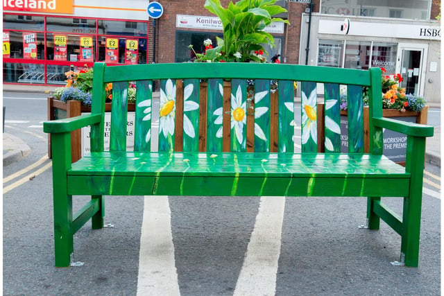 One of the revamped benches in Station Road. Photo by Mike Baker