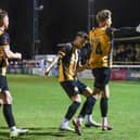 George Ward celebrates his goal against Kidderminster. Photo: Chris Simpson.