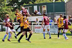 Leamington were beaten 2-1 by an Aston Vila XI after two late goals. Pic by Sally Ellis.