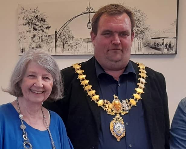 Margaret Moore of The Leamington Night Shelter and Leamington Mayor Cllr Nick Wilkins. Picture submitted.