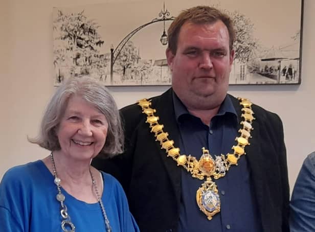 Margaret Moore of The Leamington Night Shelter and Leamington Mayor Cllr Nick Wilkins. Picture submitted.