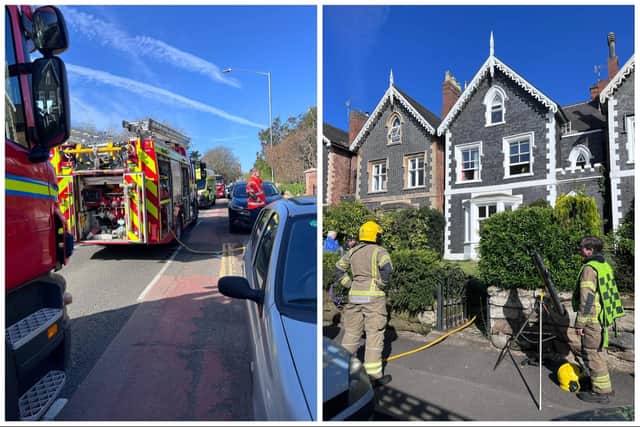 Firefighters from Leamington and Kenilworth were called to the house in Emscote Road at about 9.15am. Photo Kenilworth Fire Station.