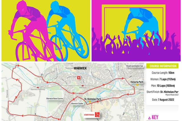 The cycling road race for the Birmingham 2022 Commonwealth Games will be taking place in Warwick this weekend. Graphics supplied by Warwickshire County Council