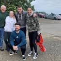 It was up, up and away for Adrian Dove, left, with daughter Roxanne Dove plus fellow skydivers Ryan Lower, Christine Finlay and, at the front, George Walshe.