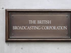 General view of the sign outside the BBC's 'Broadcasting House' in Portland Place, central London.