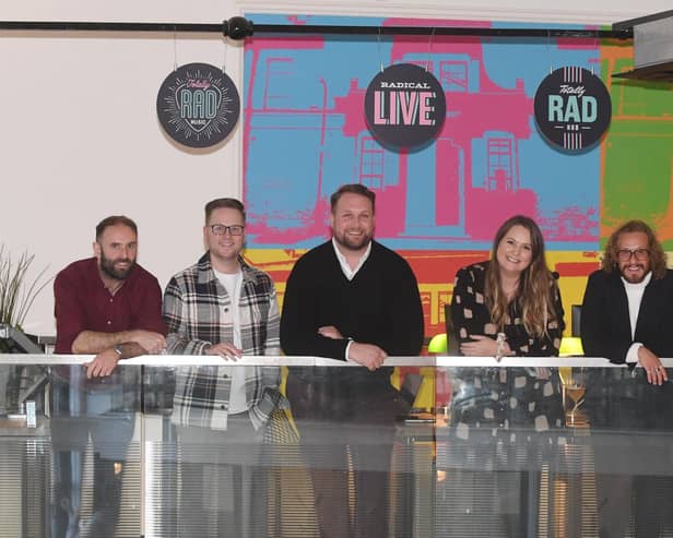From left to right: Adrian Rice, James Wallsgrove, Chris Rush, Cat Callicott, Josh Hall, Andy Cartwright.