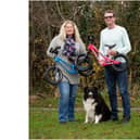 Founders of Kidvelo Bikes Karen and Gary Wood with their dog Chester. Photo supplied