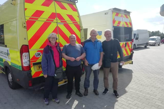 From left to right: Dr Vivian Addy, Ukrainian volunteer from UUF, Dr Chris Lavy, Ukrainian volunteer from UUF. Photo supplied