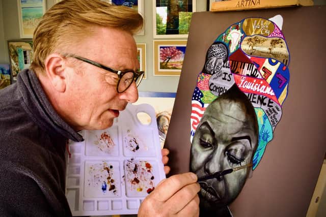 Artist Sean Wilson at work.