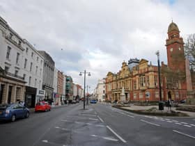The Parade and Leamington Town Hall in Leamington town centre.