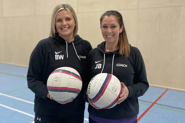 Netball coaches and players Beth Wilson and Jen Barr of Kid Squad Warwickshire