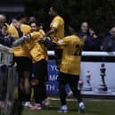 Last gasp celebrations for Leamington on Tuesday night. Pic by VKM Photography