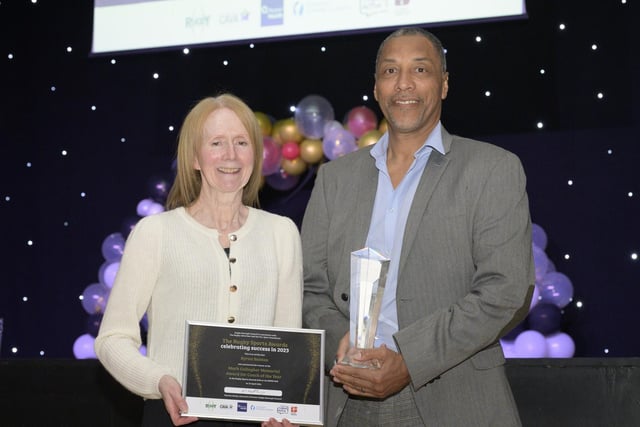 Rugby Boxing Academy's Byron Banton won the Mark Gallagher Memorial Award for Coach of the Year after guiding the academy to third place in the Midlands Championship. He was presented with the award by Sue Gallagher.