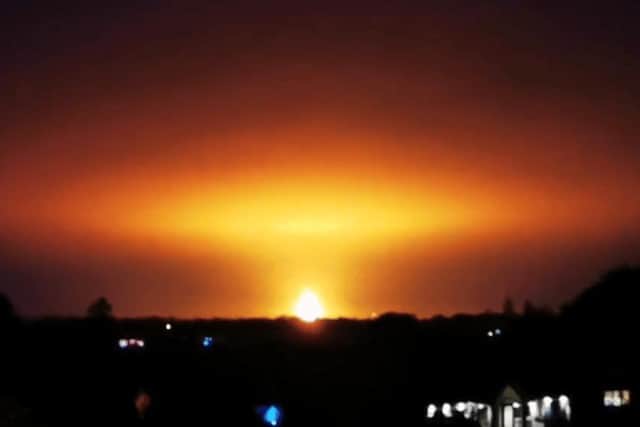 An image of the explosion after lightning struck a bio-digester near Oxford earlier this month