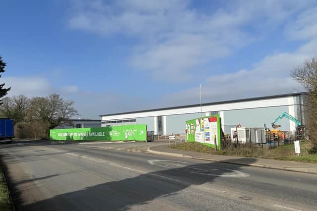 The current entrance to the Tritax Symmetry site. In future the reshaped road will rejoin the original alignment here, having branched off what will become the main access road to the warehousing.
