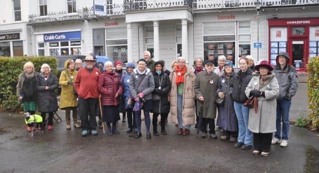 A group gathered for the White Poppy Ceremony at the war memorial in Leamington on Sunday after the Remembrance parade and service earlier that day. (November 12). Picture supplied.
