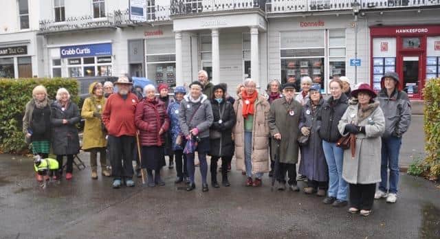 A group gathered for the White Poppy Ceremony at the war memorial in Leamington on Sunday after the Remembrance parade and service earlier that day. (November 12). Picture supplied.