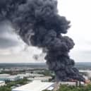 An aerial view of the fire
